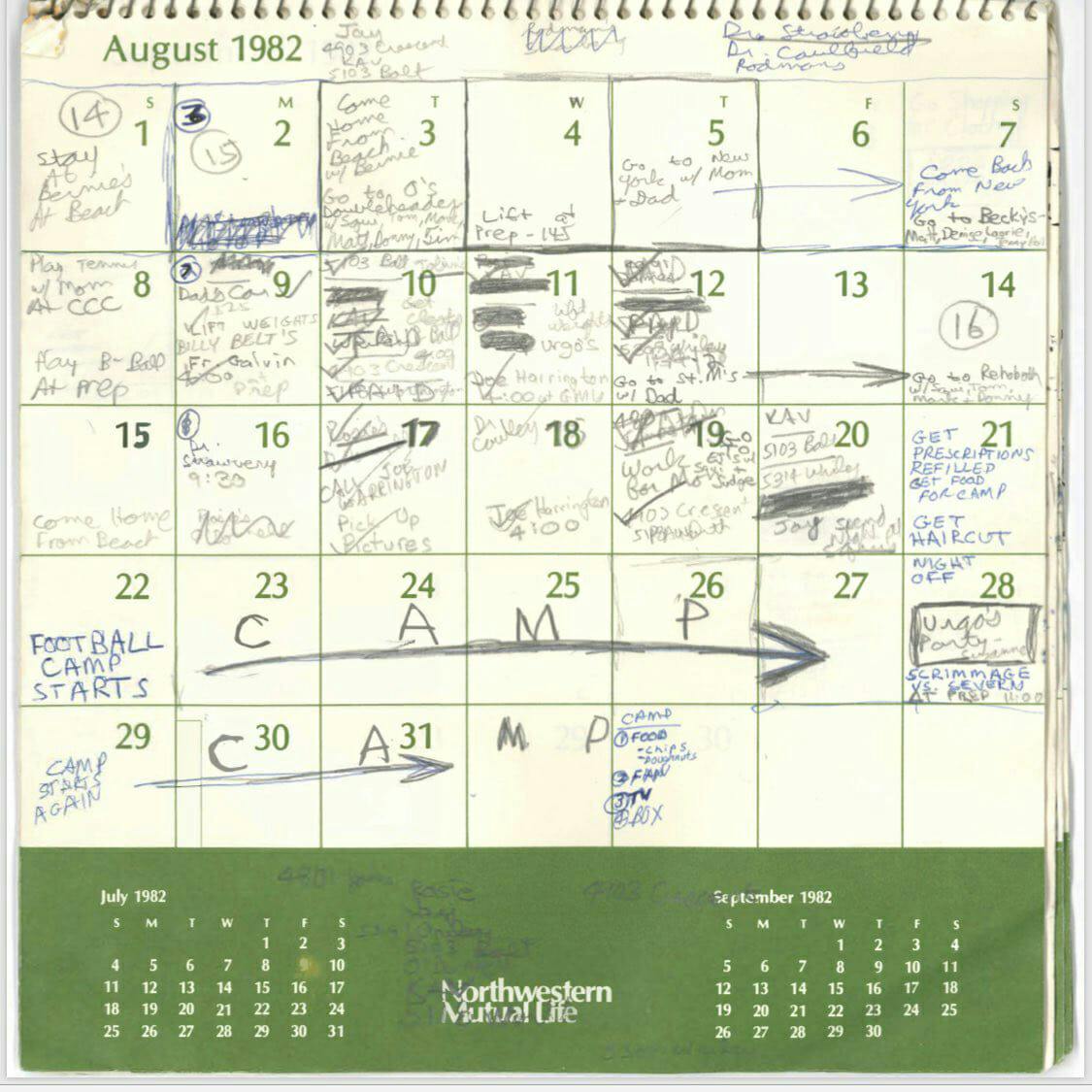 brett kavanaugh calendar august 1982