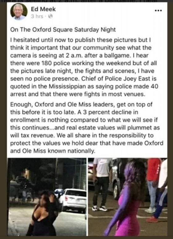 Edwin Meek racist Facebook Ole Miss