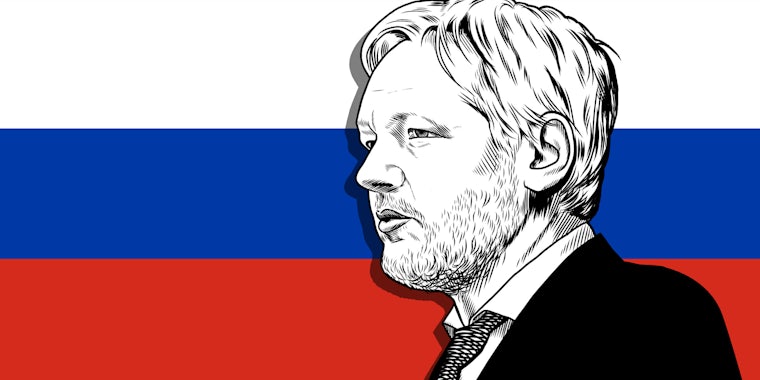 julian assange russian flag