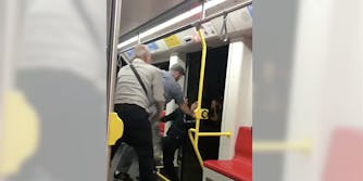 Footage from a San Francisco Muni showed two men trying to push another young man from the train.