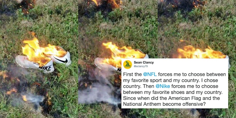People are using #NikeBoycott to destroy their Nike apparel as a move against Colin Kaepernick.