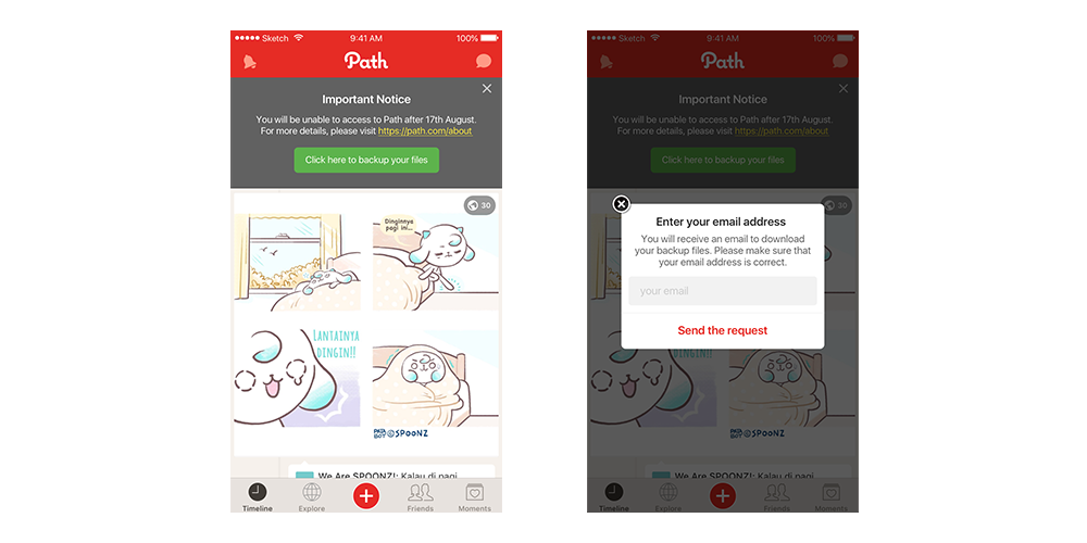 Path app closing down, screen grabs