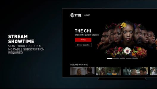 roku channels - showtime menu