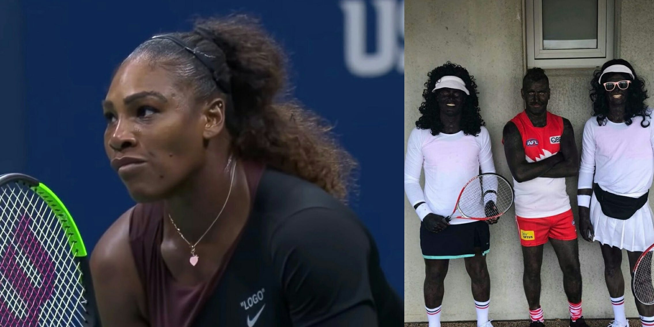 Serena Williams and Australian football players wearing blackface.