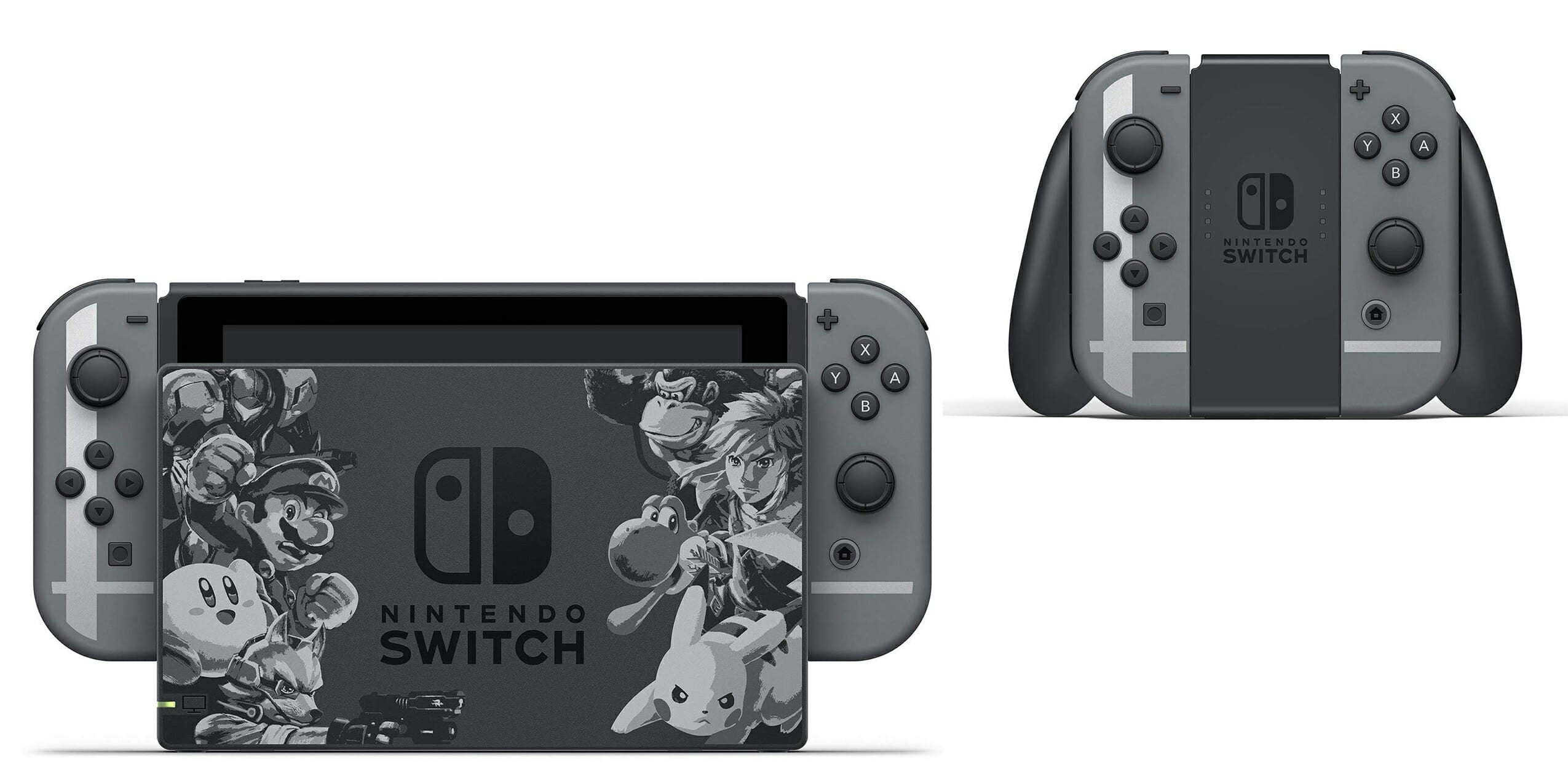 Nintendo Switch in Gray with Super Smash Bros and Accessories Kit 