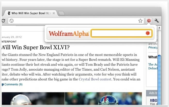 chrome extensions : wolfram alpha