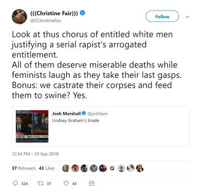 Christine Fair deleted tweet