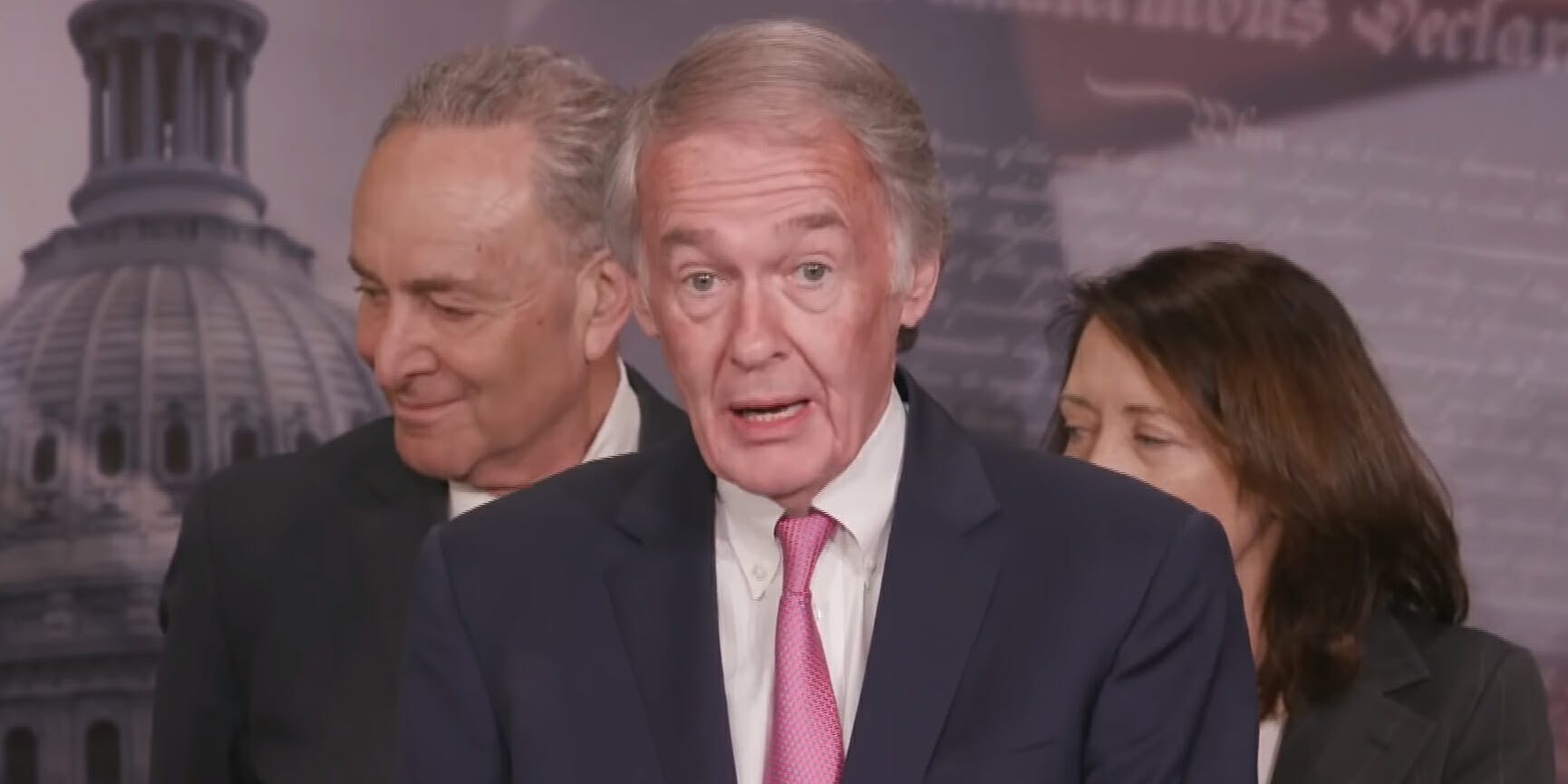 Sen. Edward Markey addresses reporters after the Senate passed its net neutrality congressional review act vote in May.