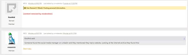 An excerpt showing a supposed 'dox' posted on ResetEra.