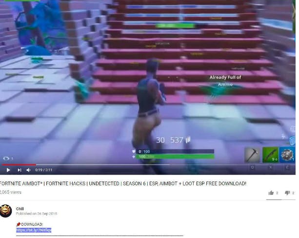Fortnite players trolled, download aimbot but get malware