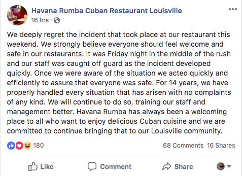 Havana Rumba facebook post McConnell