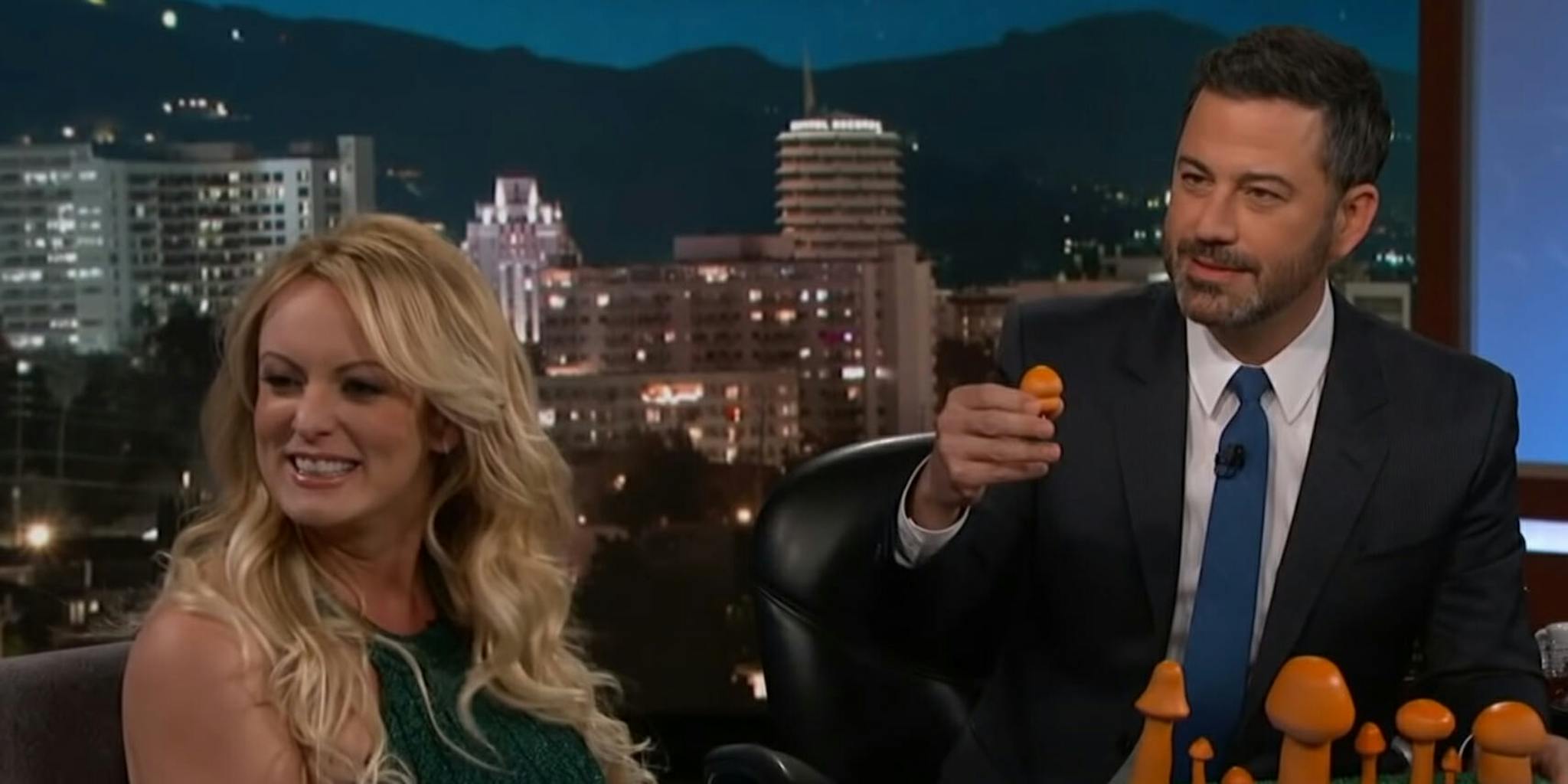 Stormy Daniels Shows Jimmy Kimmel Which Mushroom Looks Like Trump