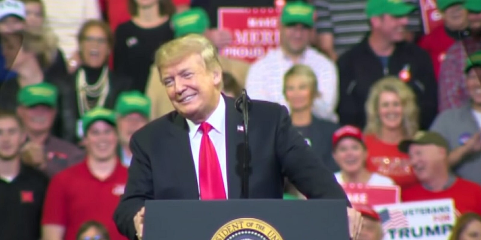 Trump encouraged supporters after they chanted 'lock her up.'