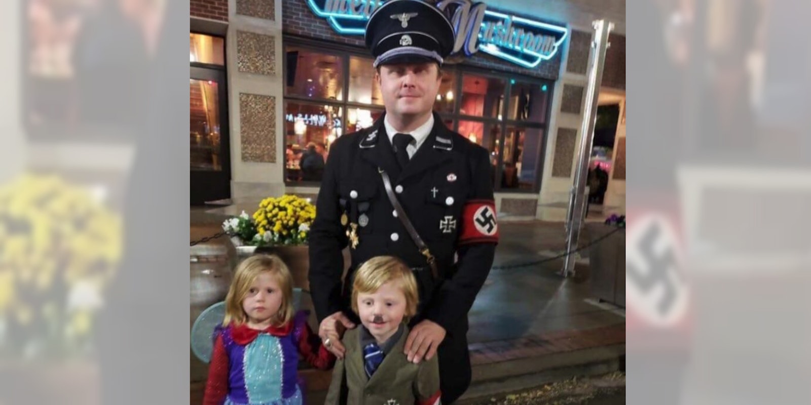 A man was criticized for his and his son's Nazi-themed Halloween costumes.
