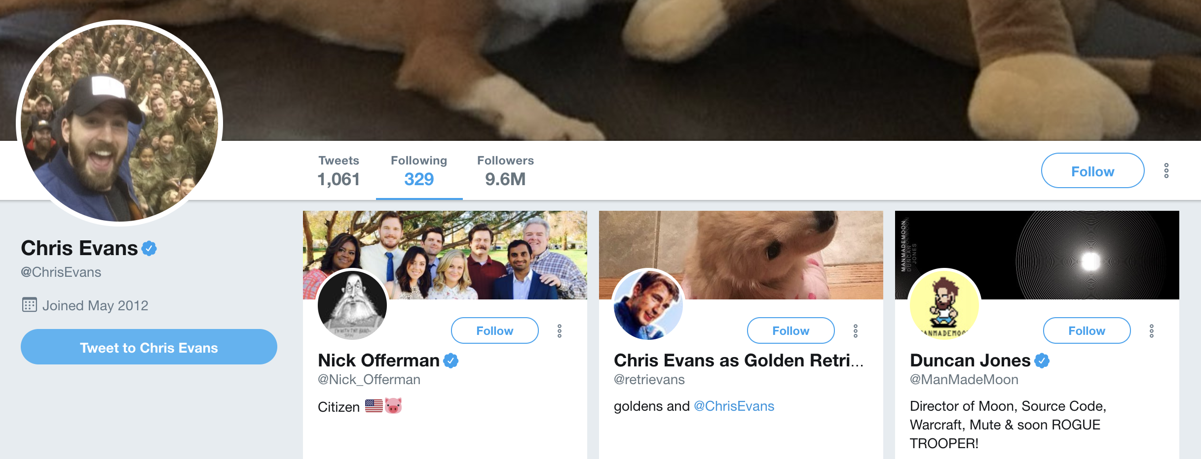 chis evans follows retrievans