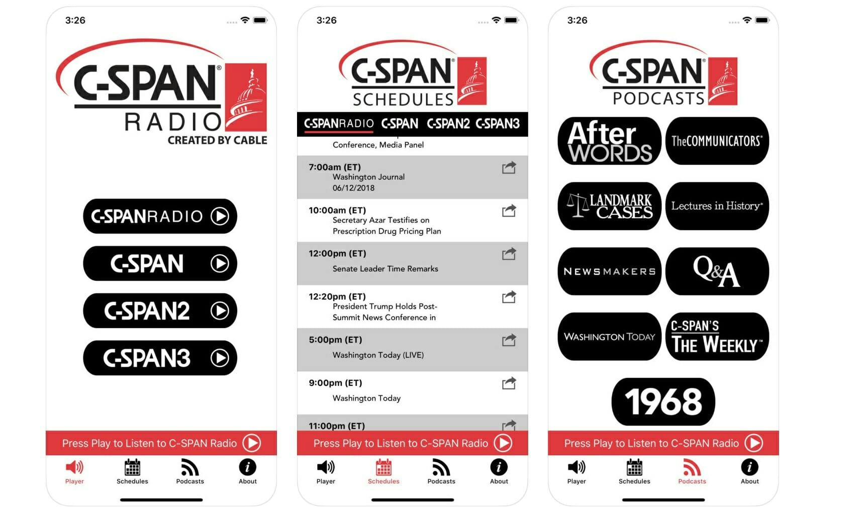 cspan live stream cspan ios app