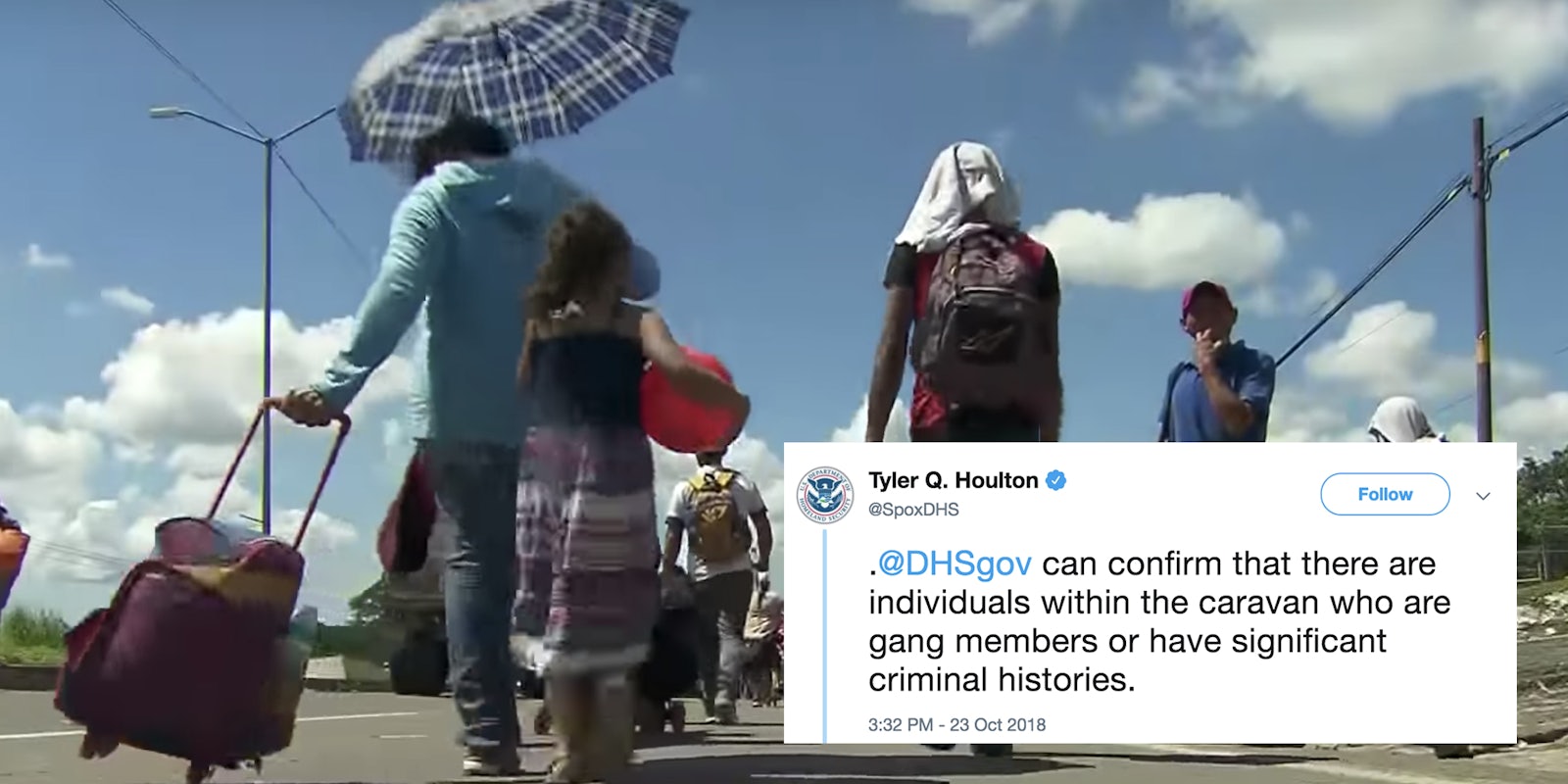 A DHS spokesperson was criticized for making a claim about the migrant caravan without evidence.