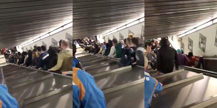 A terrifying escalator accident in Rome leaves 20 injured.