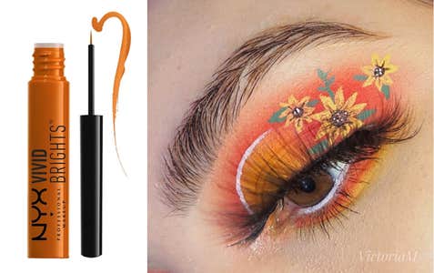 best halloween makeup vivid brights on woman's eye