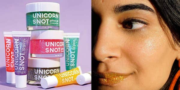 woman wearing unicorn snot glitter