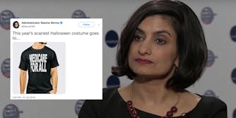 Health administrator Seema Verma faces criticism after tweeting a Halloween joke about Medicare.