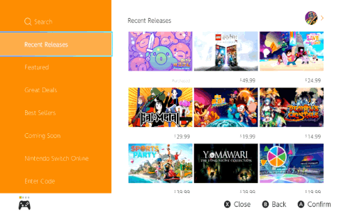 Nintendo Switch eshop