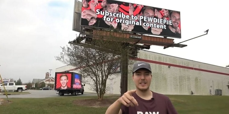 PewDiePie YouTube billboard MrBeast