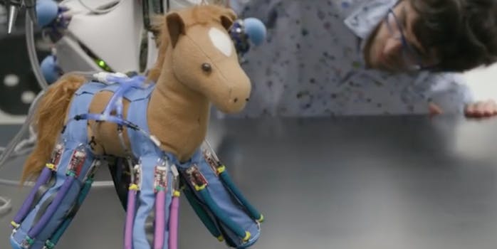 Toy horse with robotic skin