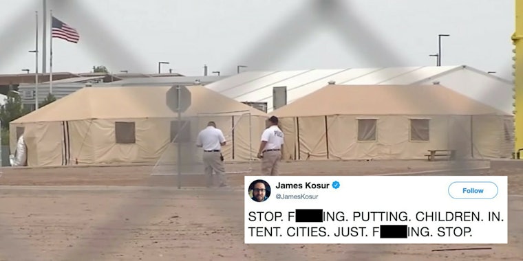 A tent city housing migrant children in Tornillo, Texas