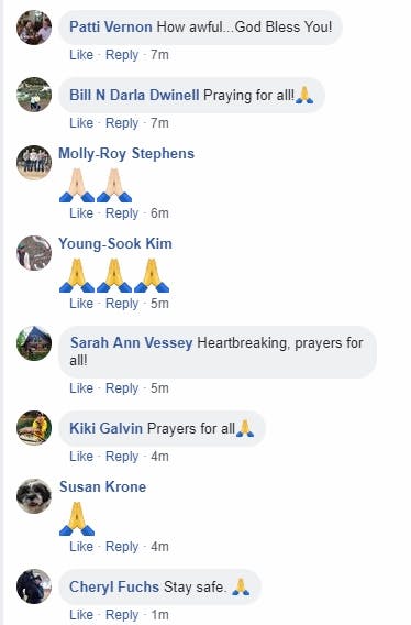 Facebook users sent the prayer emoji to one family affected by the Paradise, California Camp Fire wildfire.