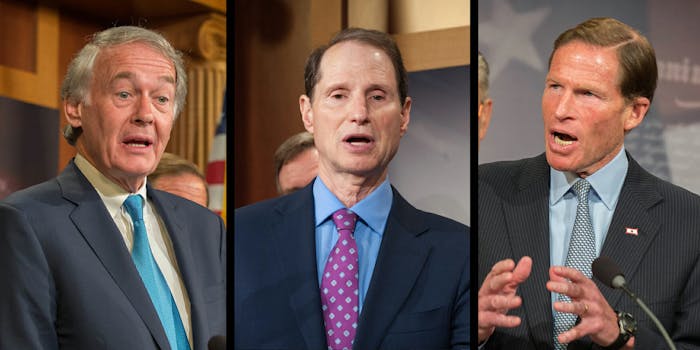 Three Democratic senators have sent a letter to AT&T, Verizon, Sprint, and T-Mobile after a study found they allegedly were throttling internet traffic.