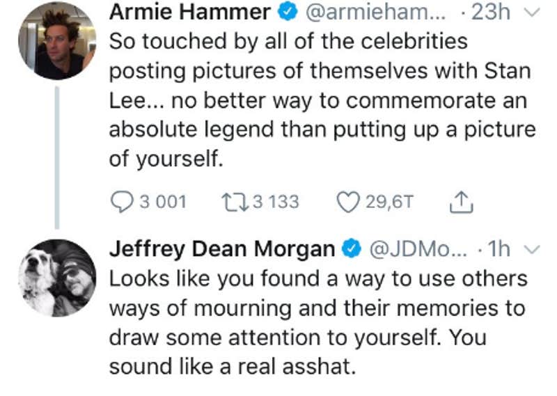 Armie Hammer Apologizes for Bashing People's Stan Lee Selfies