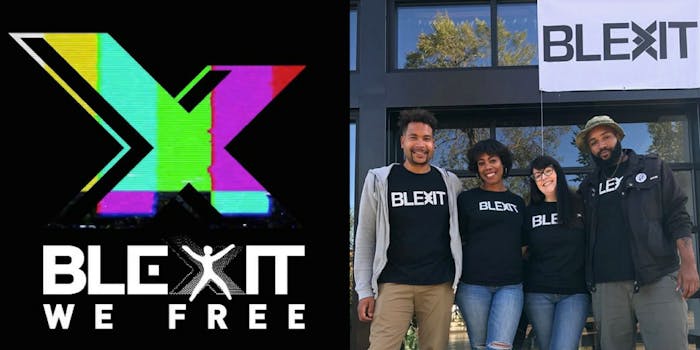 Logos for the Blexit nonprofit and Candace Owens' movement