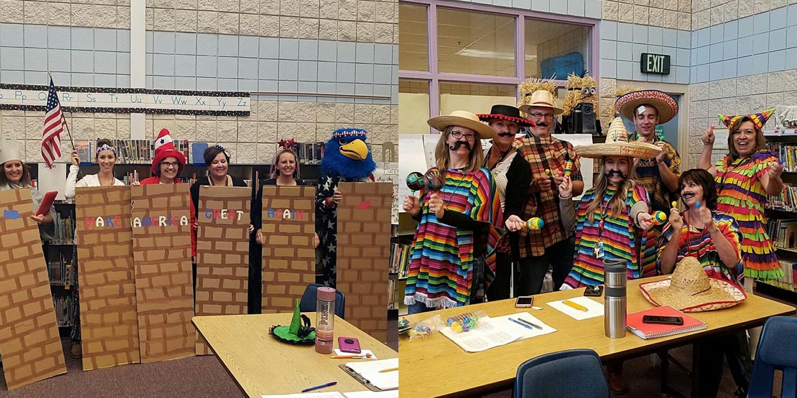 Idaho teachers are under investigation after dressing like a border wall.