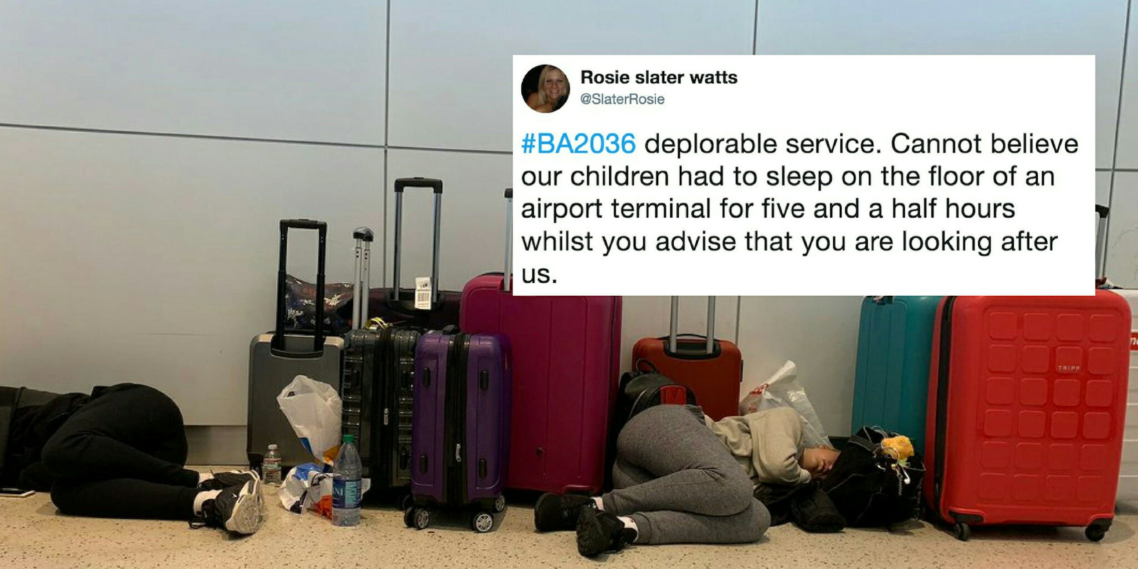 British Airways passengers sleeping on the ground
