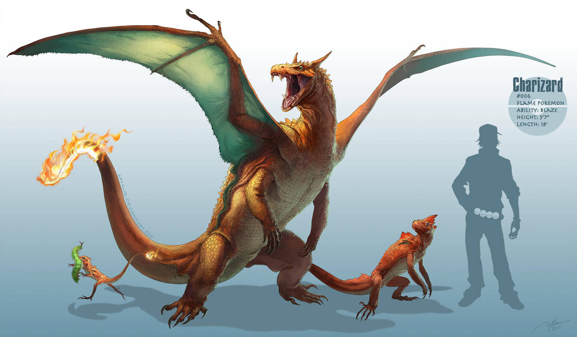 RJ Palmer's depiction of the Charmander evolution line.