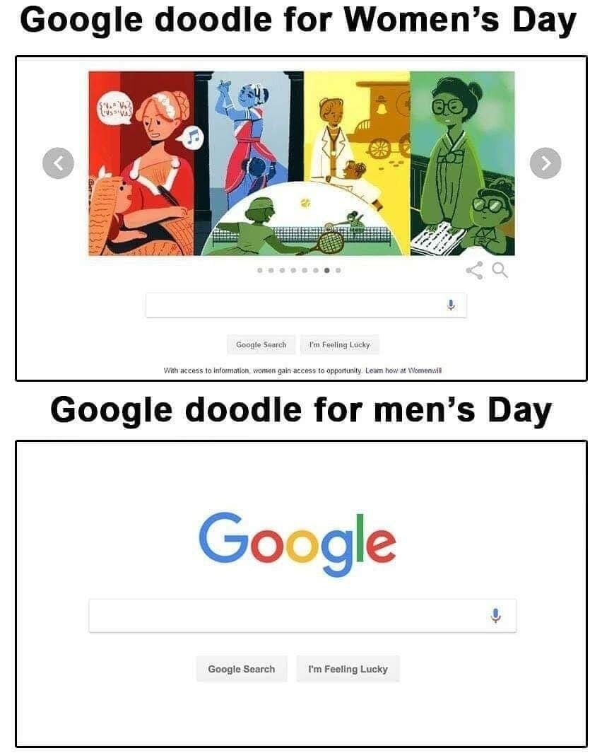 Men Are Upset They Didn't Get an International Men's Day Google Doodle