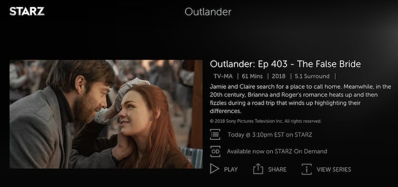 how to watch outlander for free starz