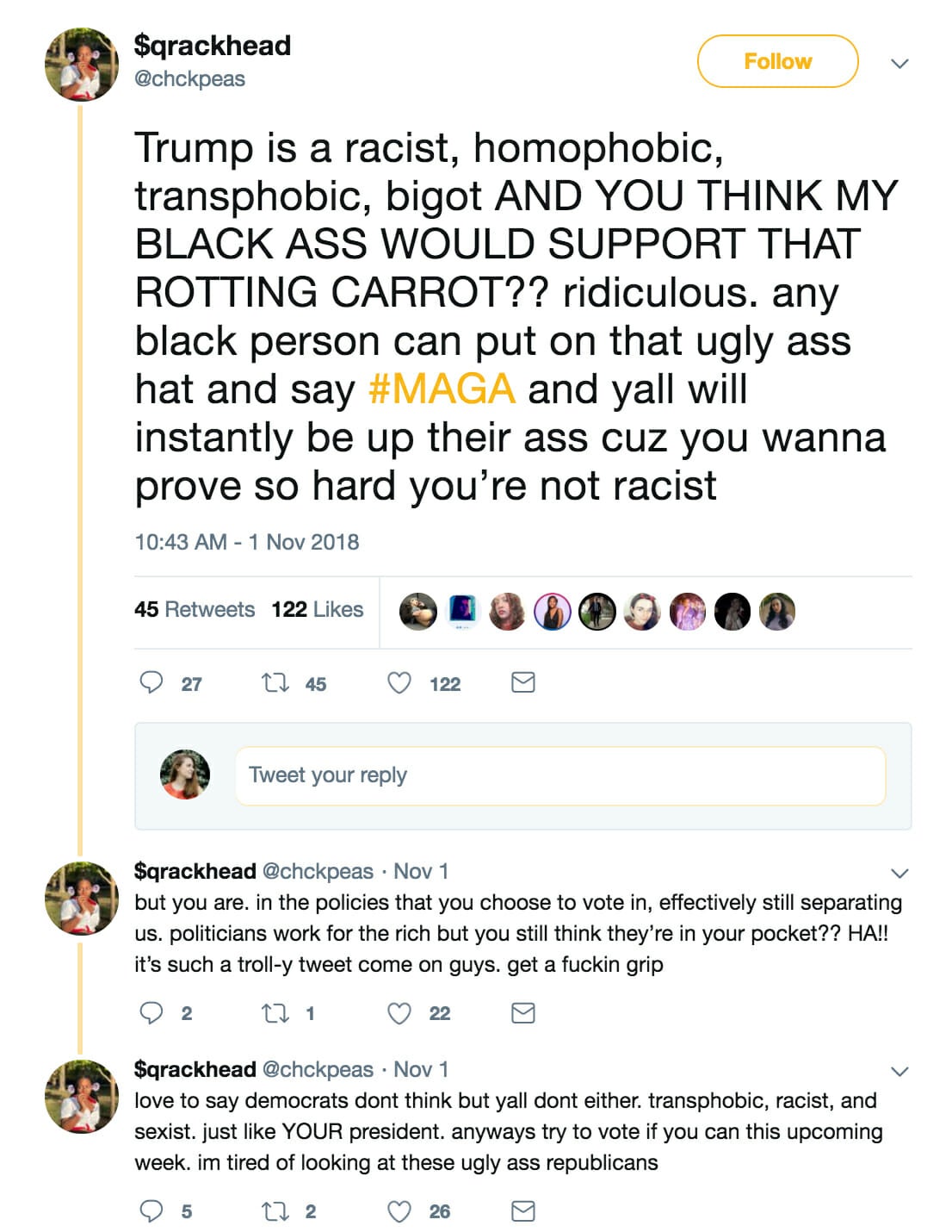 A Chicago student is trolling pro-Trump conservatives on Twitter for money.