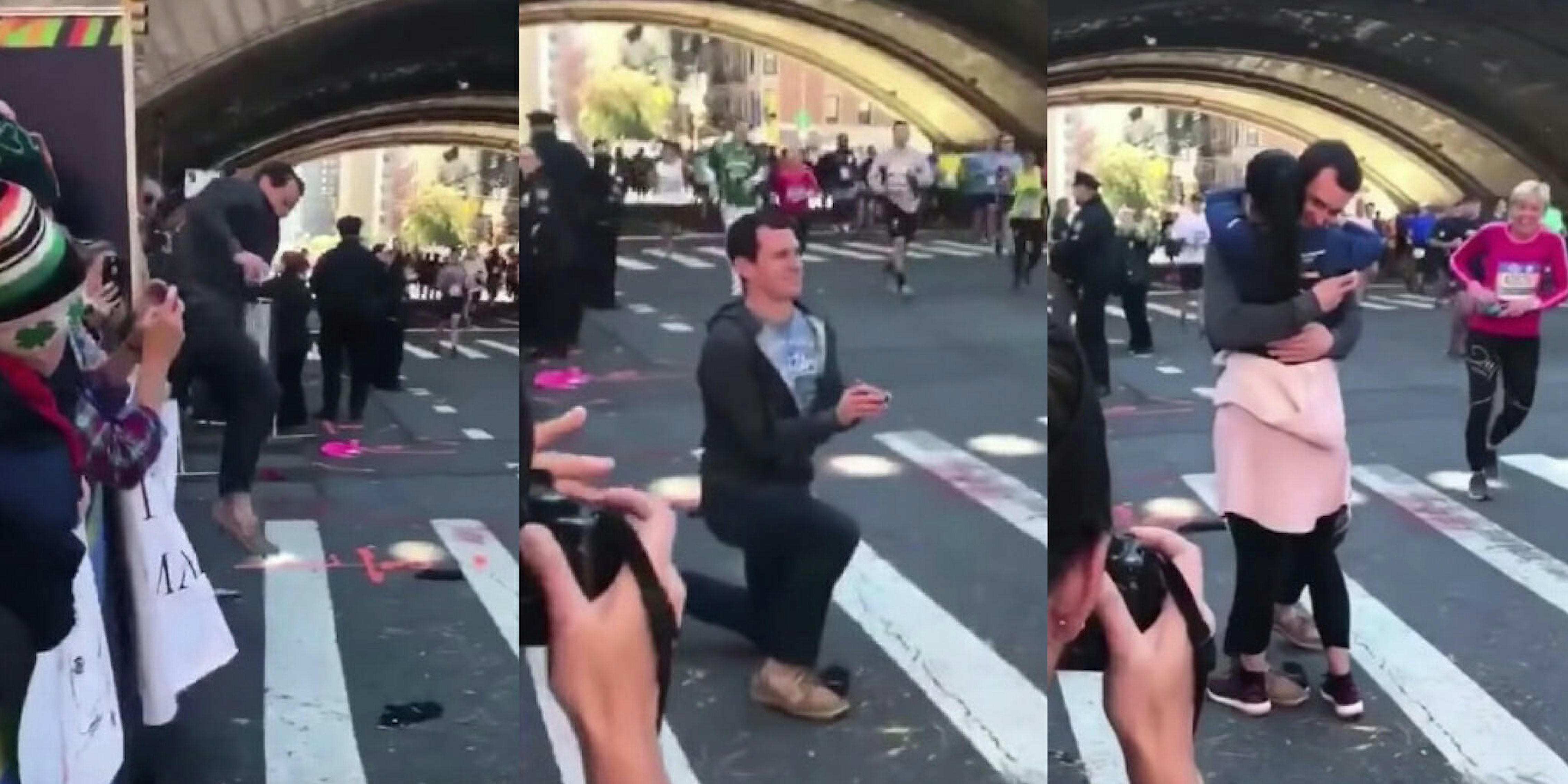 Man proposed during girlfriend's marathon run