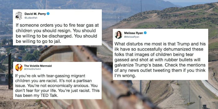Tweets about the tear gassing of migrant children