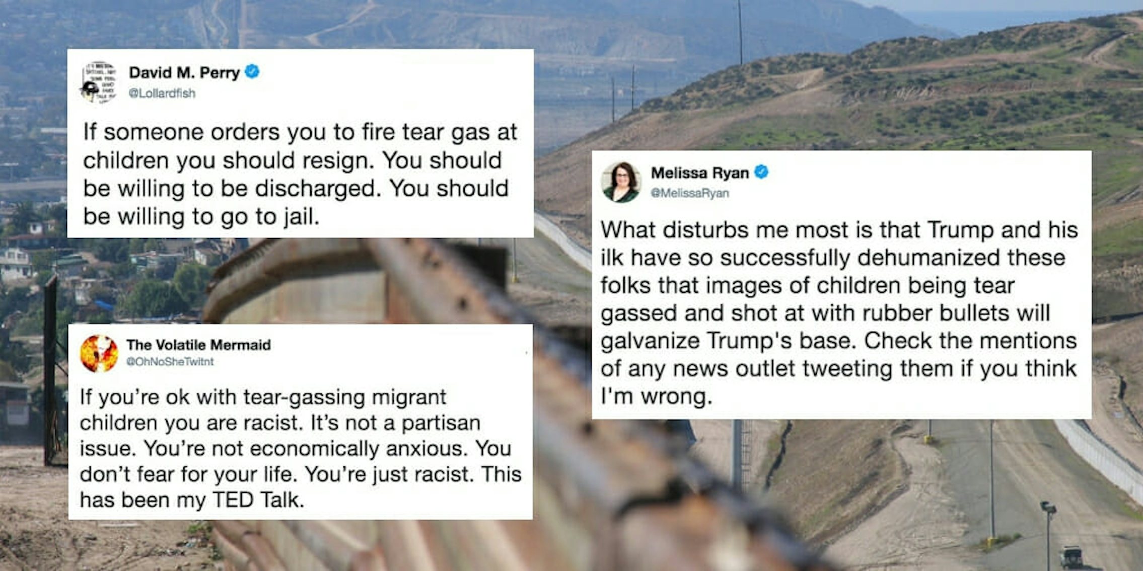 Tweets about the tear gassing of migrant children