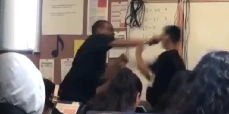 Teacher attacks antagonist student