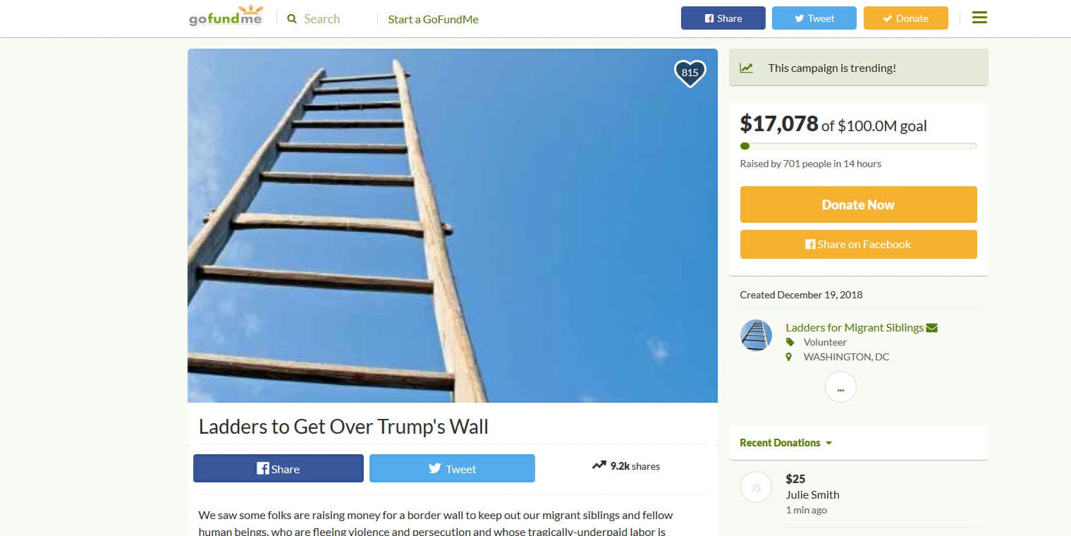 Trump Wall 'Ladders' GoFundMe Raising Funds For Immigrant Non-Profit