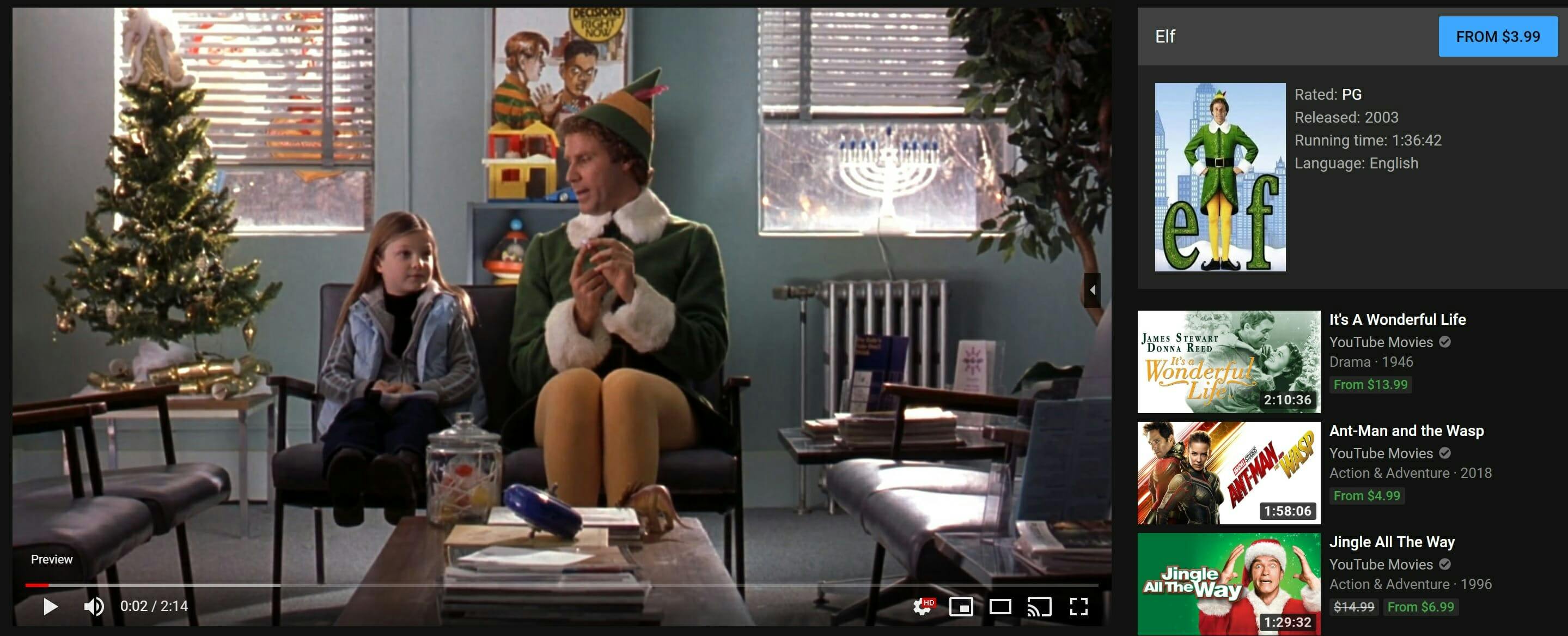 how to watch elf on demand youtube tv