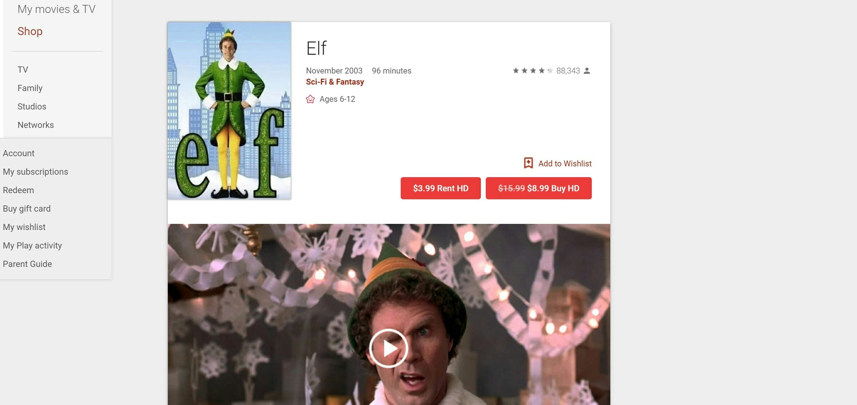 how to watch elf online google play