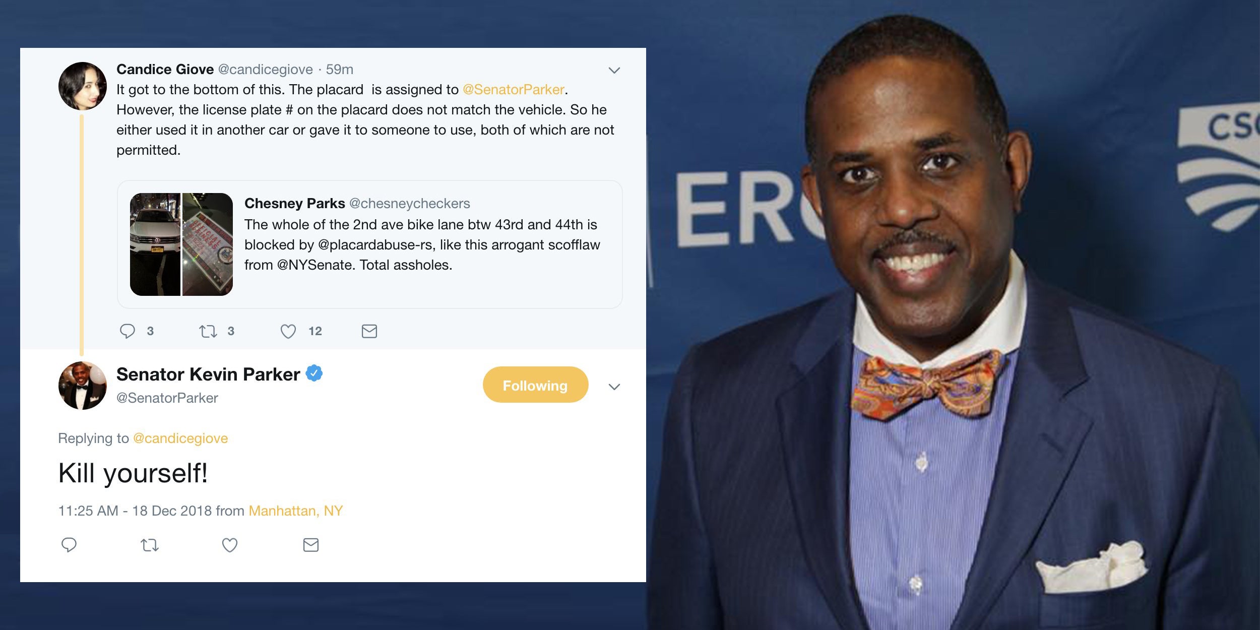 senator kevin parker kill yourself tweet