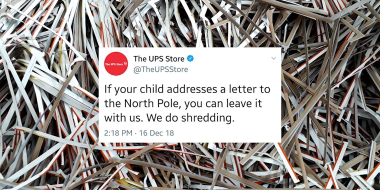 ups shred santa letters tweet