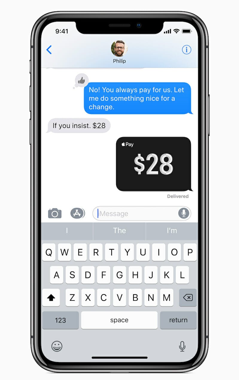Apple Pay with Apple Pay Cash on iPhone X