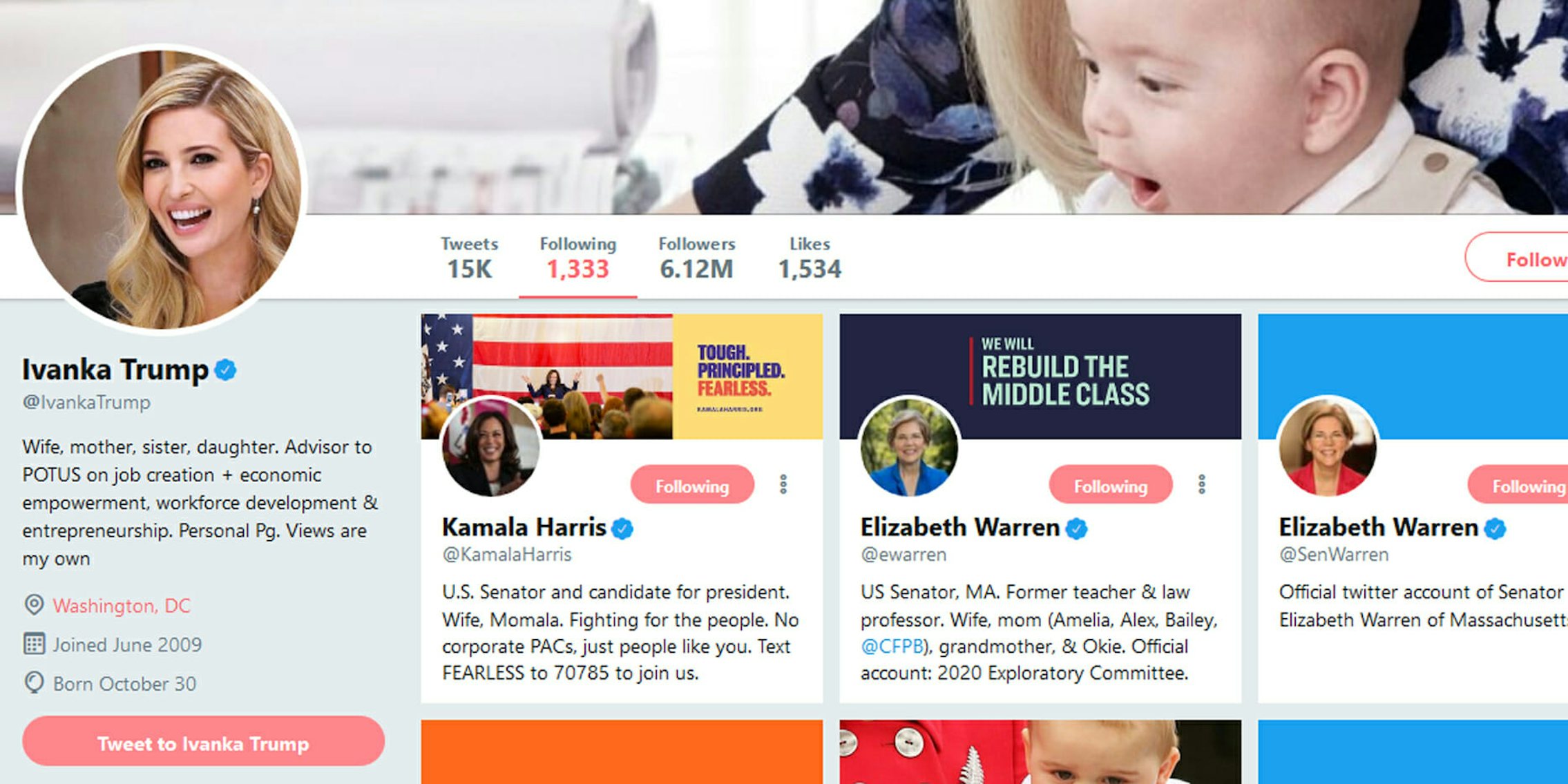 Ivanka Trump Warren Harris Twitter